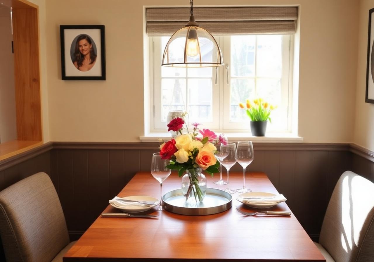 Dining nook set for guests