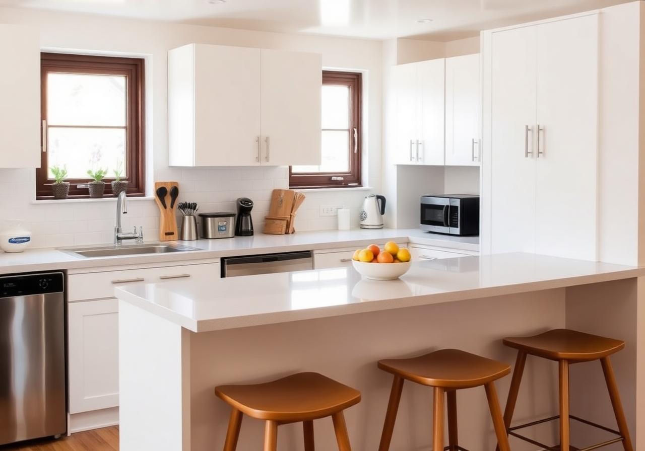 Guest-ready kitchen with breakfast bar