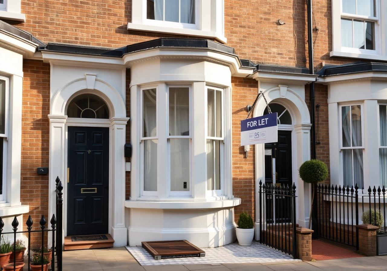 Modern UK rental property with For Let sign
